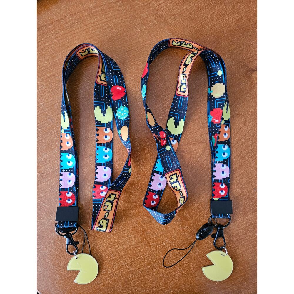 (X2) Classic Video A Pacman Game Arcade One Size Black Lanyard Cell Phone Holder